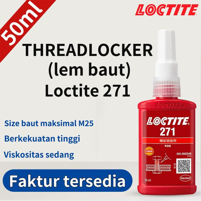 Loctite Threadlocker 271 Lem Baut Merah 50ml